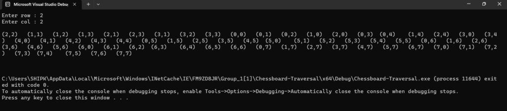 Chessboard Traversal Project in C++