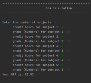 GPA/CGPA calculator code