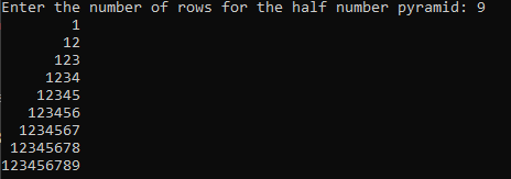 image of half pyramid of numbers