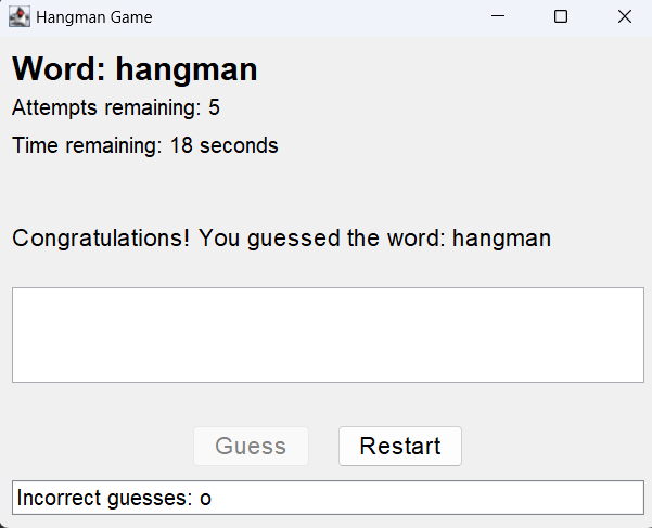 hangman Game with GUI in java