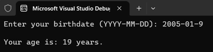 Age Calculation in C++ project