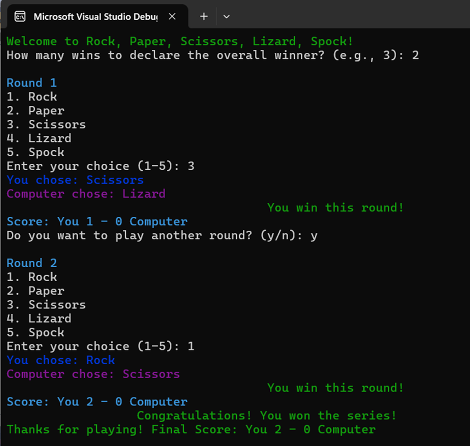 C++ Project on rock paper scissors