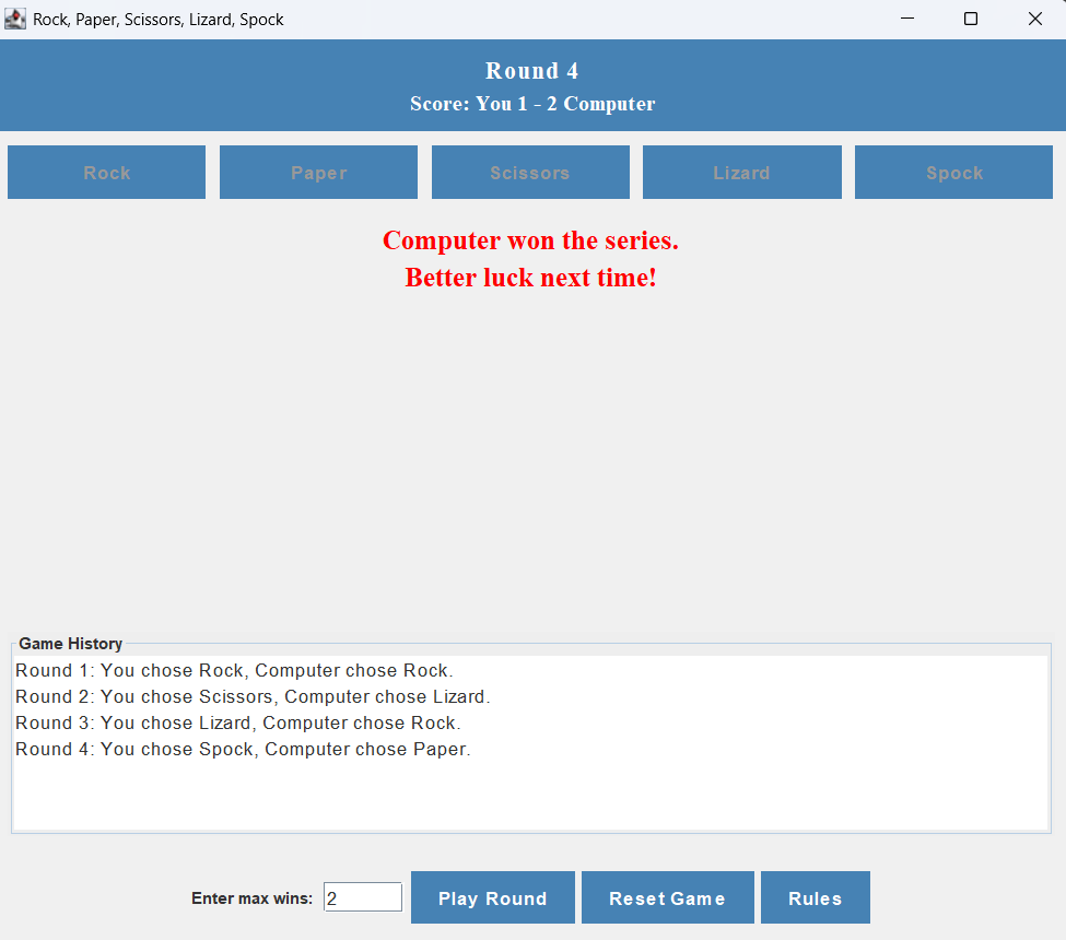 Rock Paper Scissors Game in java