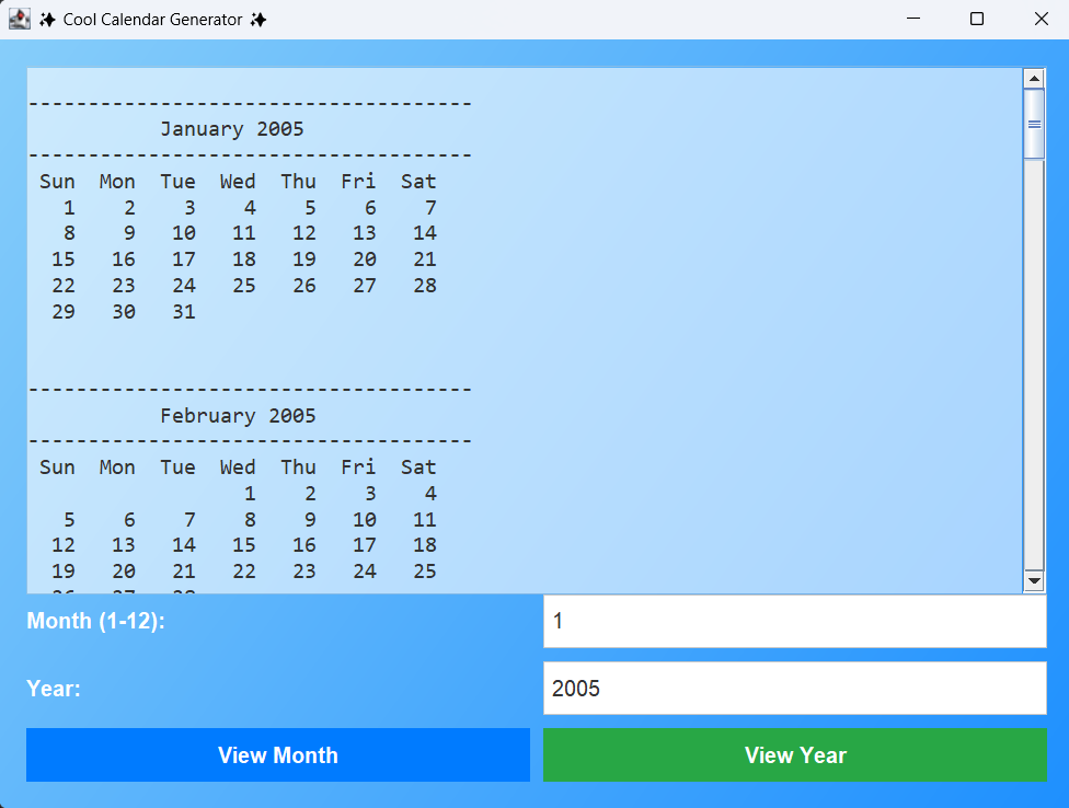 How to Create a Calendar Generator Using Java swing