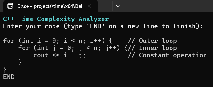 C++ time complexity analyzer